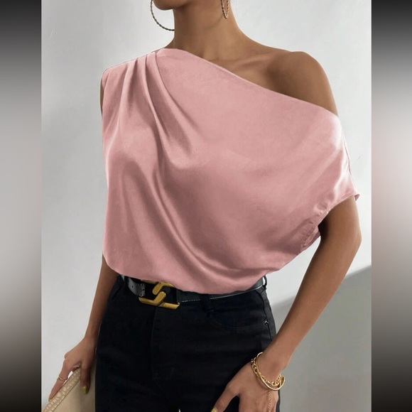 Ruched asymmetrical neck blouse - Picture 11 of 16